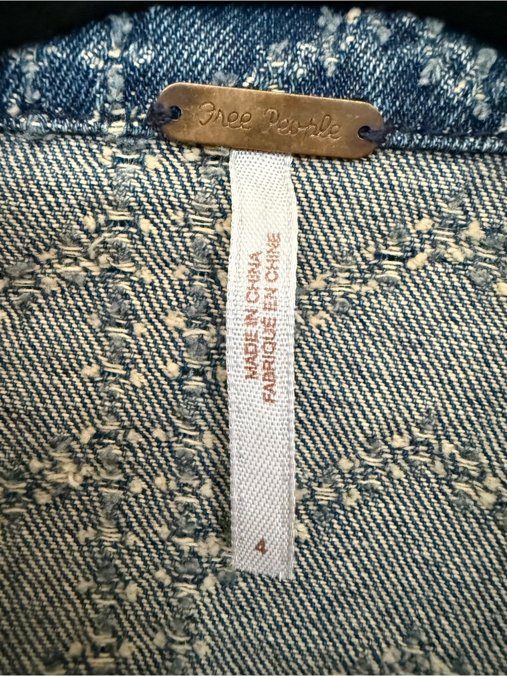Free People Blue Chevron Denim Moto Jacket - Picture 5 of 5